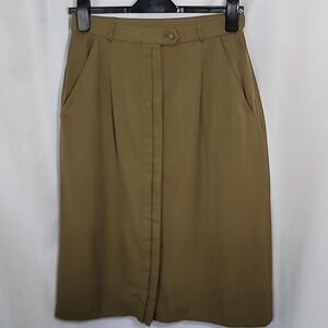 Vintage LADY VAN LAACK 100% lightweight wool Button Down Midi Length Skirt Lined